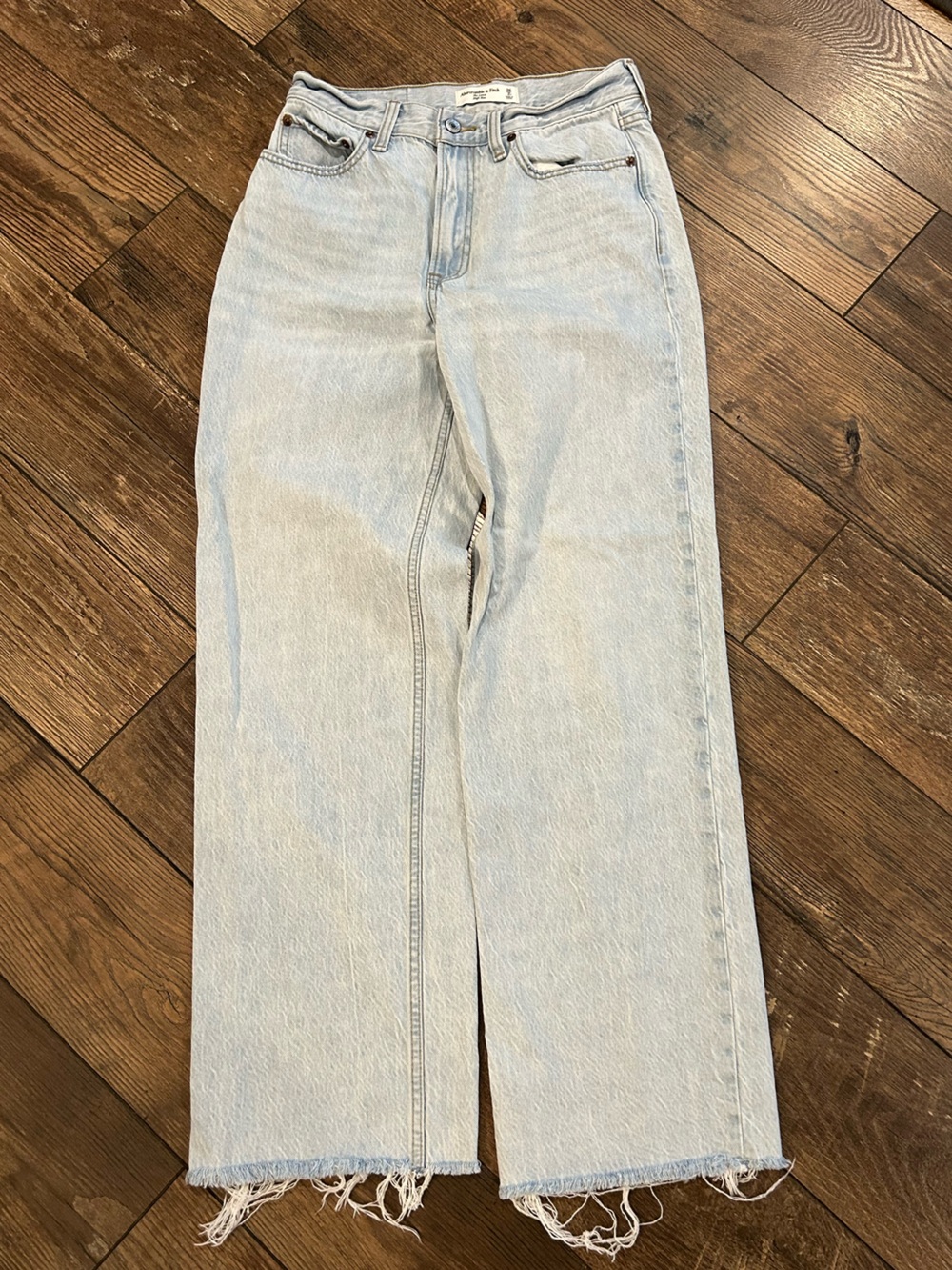 Abercrombie & Fitch Light Blue The Loose High Rise Straight-Leg Denim Jeans
